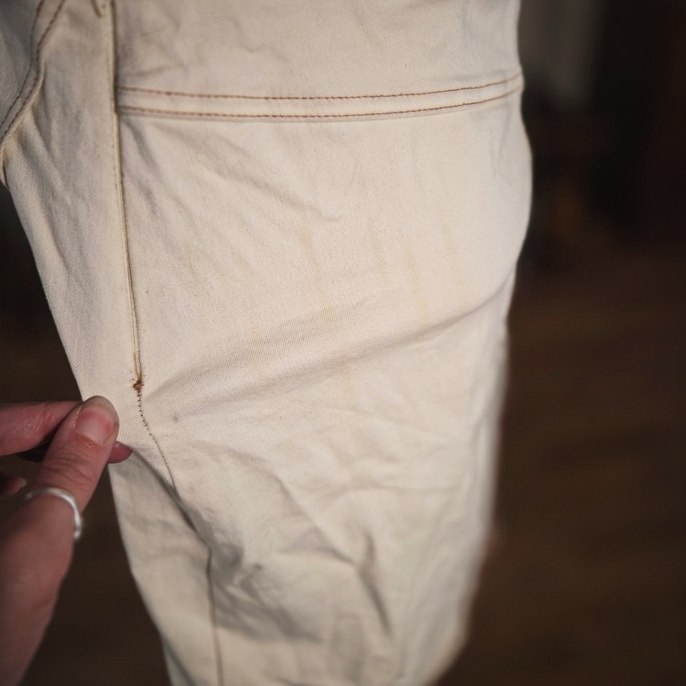Urban Outfitters Cream Denim Halter Mini Dress Cargo Pocket Bustier Size L - Picture 5 of 8